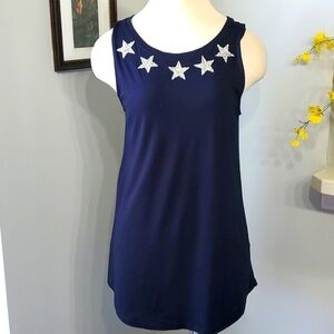WOOKSHOP NAVY BLUE Tank. this top has sparkle stars. Size large.‎